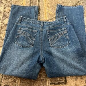 Liz Claiborne Blue Straight Leg Jeans with Embroidery